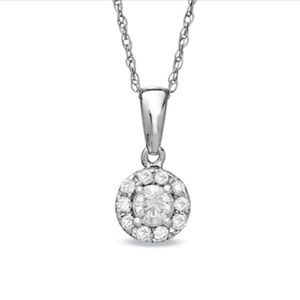 ✨Zales 1/4CT T.W Diamond Round Frame Pendant in 10K White Gold